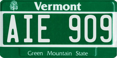 VT license plate AIE909