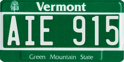 VT license plate AIE915