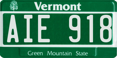 VT license plate AIE918