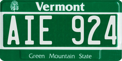 VT license plate AIE924