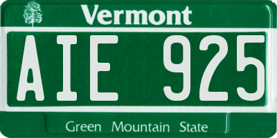 VT license plate AIE925
