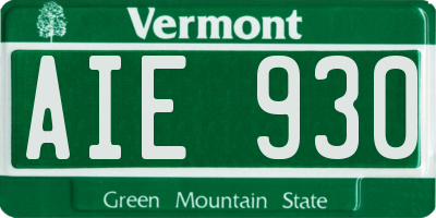 VT license plate AIE930