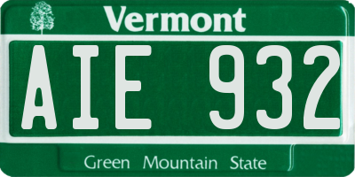 VT license plate AIE932