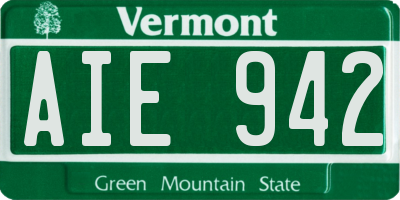 VT license plate AIE942