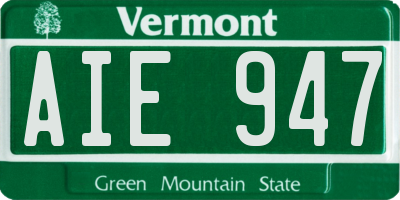 VT license plate AIE947