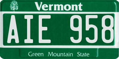 VT license plate AIE958