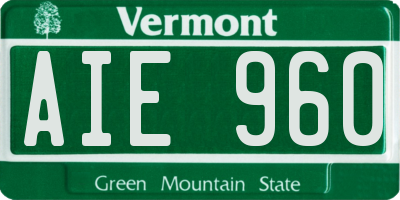 VT license plate AIE960