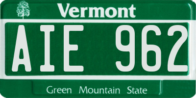 VT license plate AIE962