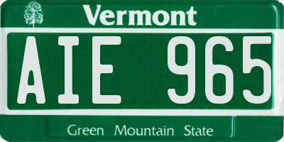 VT license plate AIE965