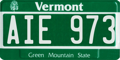VT license plate AIE973