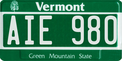 VT license plate AIE980