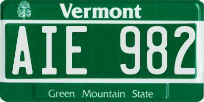 VT license plate AIE982
