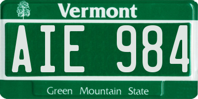 VT license plate AIE984