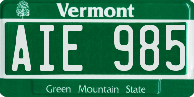 VT license plate AIE985