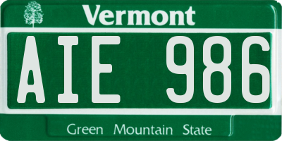 VT license plate AIE986