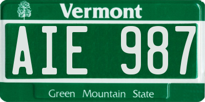 VT license plate AIE987
