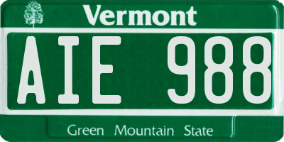 VT license plate AIE988