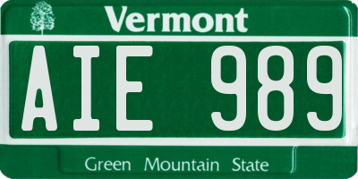 VT license plate AIE989