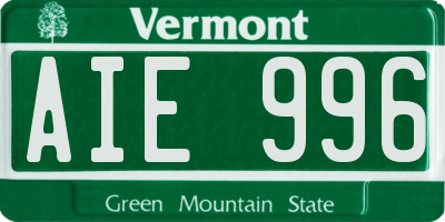 VT license plate AIE996