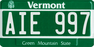 VT license plate AIE997