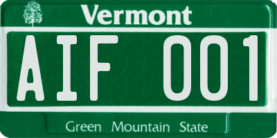 VT license plate AIF001