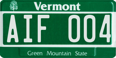 VT license plate AIF004