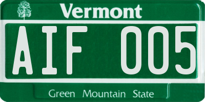 VT license plate AIF005
