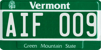 VT license plate AIF009