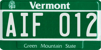VT license plate AIF012
