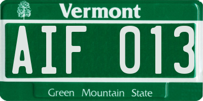 VT license plate AIF013