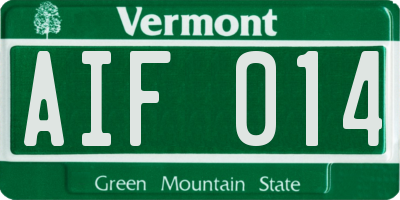VT license plate AIF014