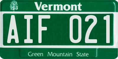 VT license plate AIF021