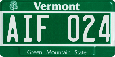 VT license plate AIF024