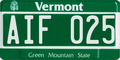 VT license plate AIF025