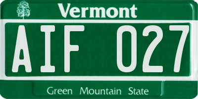 VT license plate AIF027