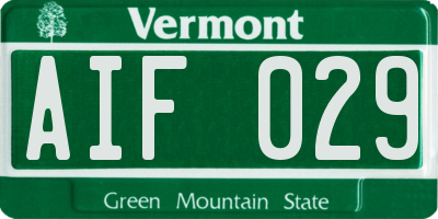 VT license plate AIF029