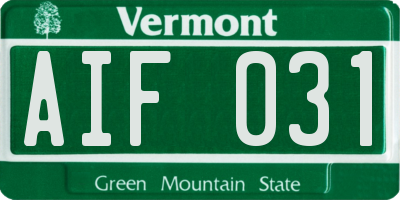 VT license plate AIF031