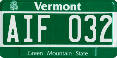 VT license plate AIF032