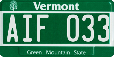 VT license plate AIF033