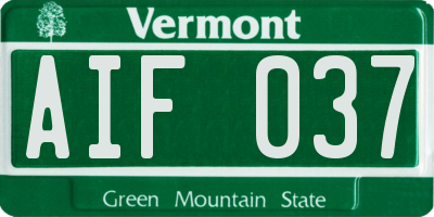 VT license plate AIF037
