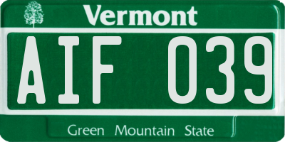 VT license plate AIF039