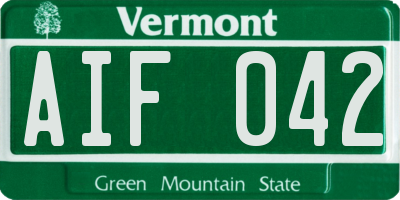 VT license plate AIF042
