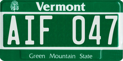 VT license plate AIF047