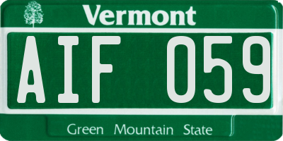 VT license plate AIF059