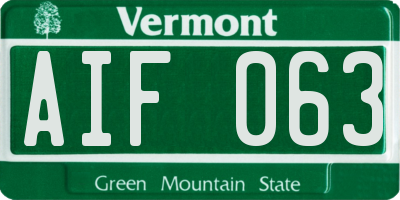 VT license plate AIF063