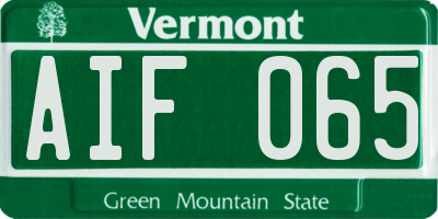 VT license plate AIF065