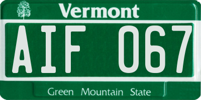 VT license plate AIF067