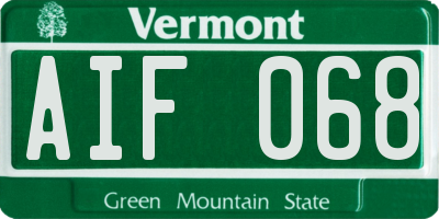 VT license plate AIF068