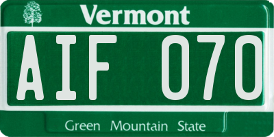 VT license plate AIF070