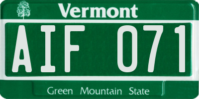 VT license plate AIF071